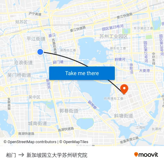 相门 to 新加坡国立大学苏州研究院 map