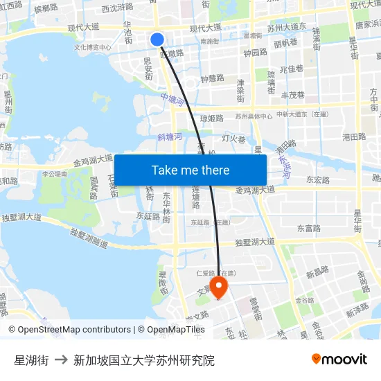 星湖街 to 新加坡国立大学苏州研究院 map