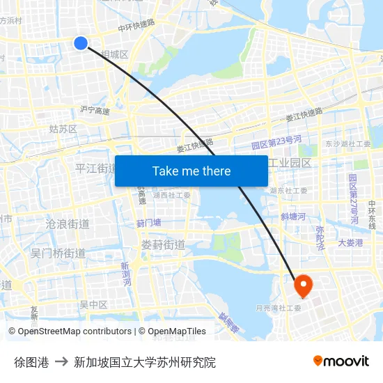 徐图港 to 新加坡国立大学苏州研究院 map