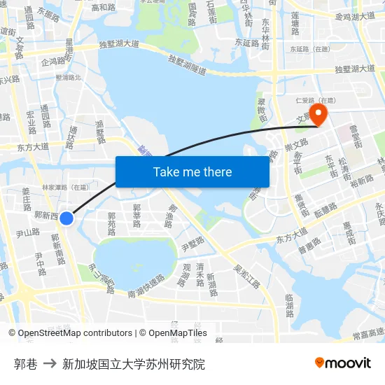 郭巷 to 新加坡国立大学苏州研究院 map