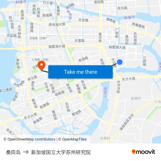 桑田岛 to 新加坡国立大学苏州研究院 map