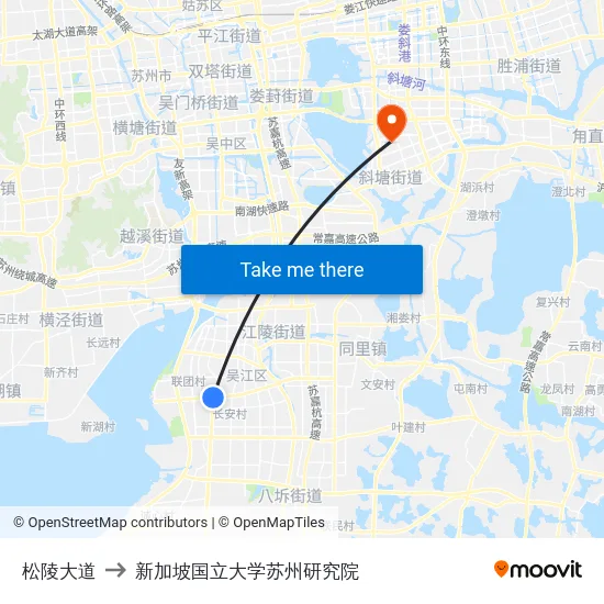 松陵大道 to 新加坡国立大学苏州研究院 map