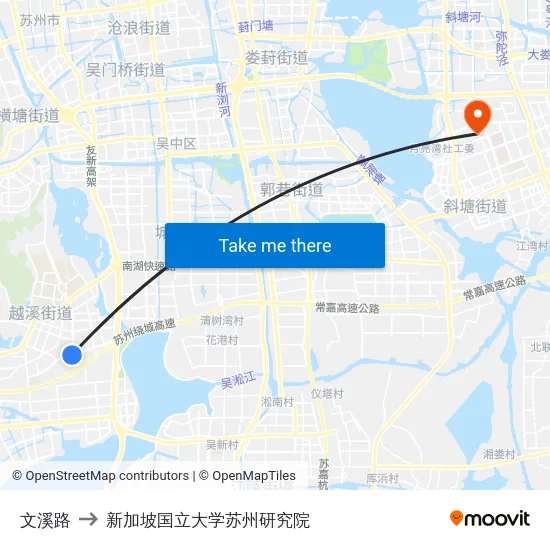 文溪路 to 新加坡国立大学苏州研究院 map