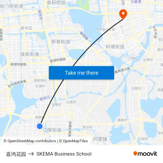 嘉鸿花园 to SKEMA Business School map