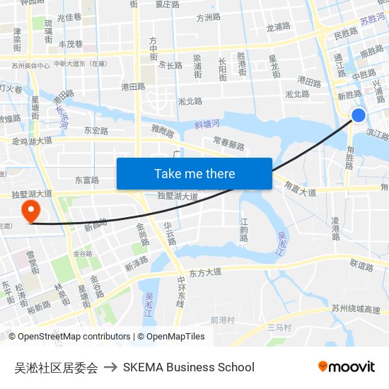 吴淞社区居委会 to SKEMA Business School map