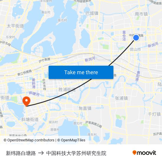 新纬路白塘路 to 中国科技大学苏州研究生院 map