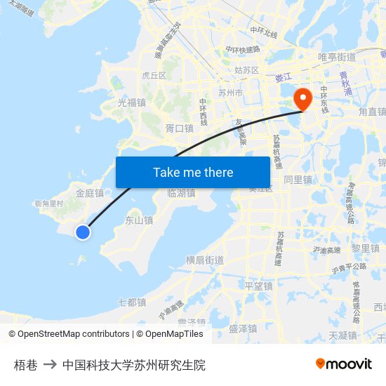 梧巷 to 中国科技大学苏州研究生院 map