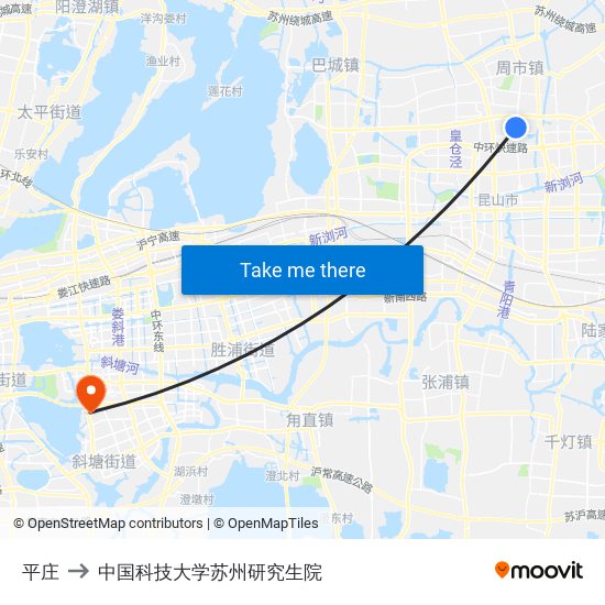 平庄 to 中国科技大学苏州研究生院 map