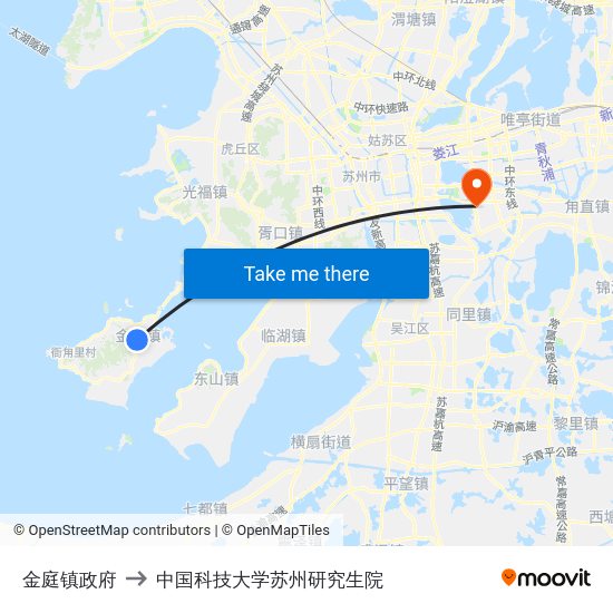 金庭镇政府 to 中国科技大学苏州研究生院 map