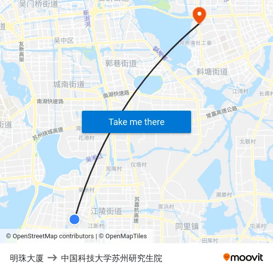 明珠大厦 to 中国科技大学苏州研究生院 map