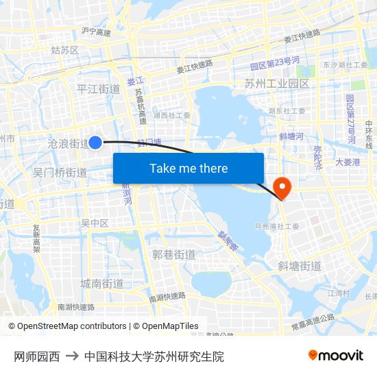 网师园西 to 中国科技大学苏州研究生院 map