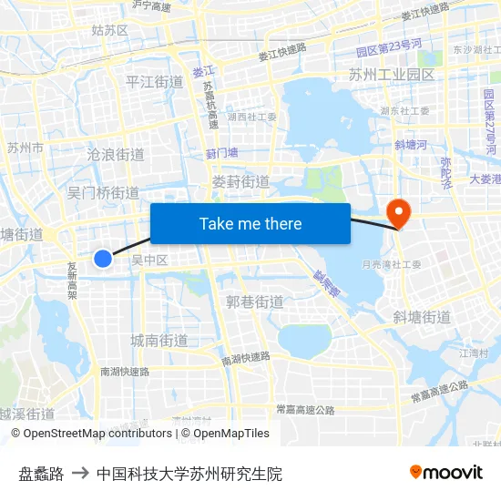盘蠡路 to 中国科技大学苏州研究生院 map