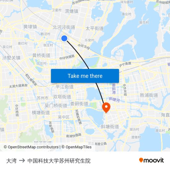 大湾 to 中国科技大学苏州研究生院 map