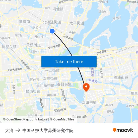 大湾 to 中国科技大学苏州研究生院 map