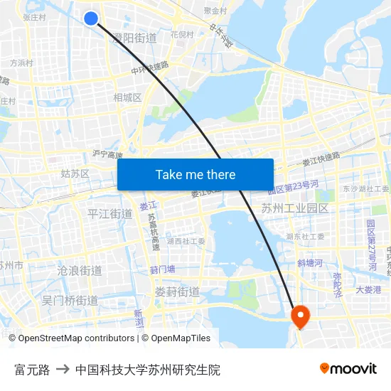 富元路 to 中国科技大学苏州研究生院 map