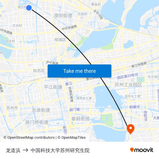 龙道浜 to 中国科技大学苏州研究生院 map