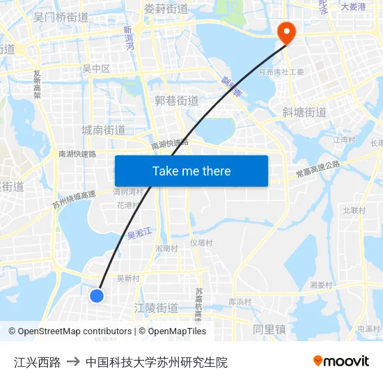 江兴西路 to 中国科技大学苏州研究生院 map