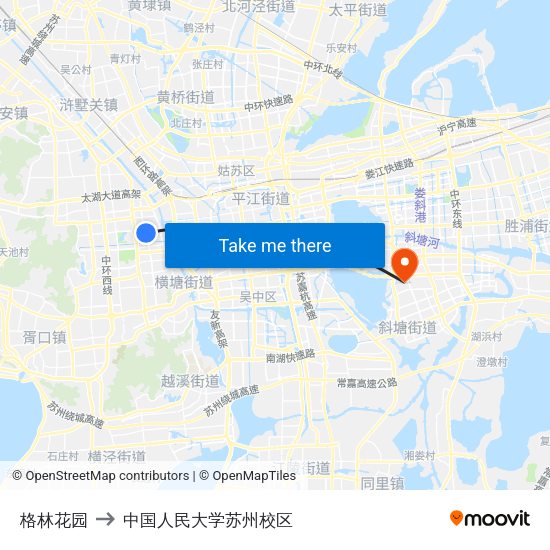 格林花园 to 中国人民大学苏州校区 map