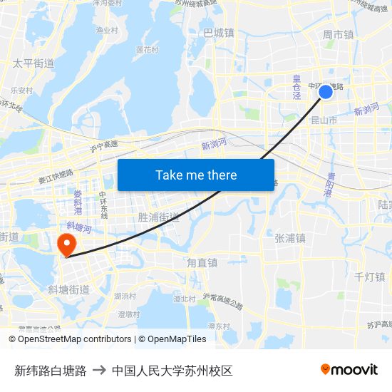 新纬路白塘路 to 中国人民大学苏州校区 map