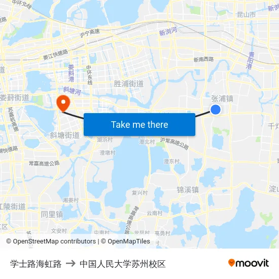 学士路海虹路 to 中国人民大学苏州校区 map