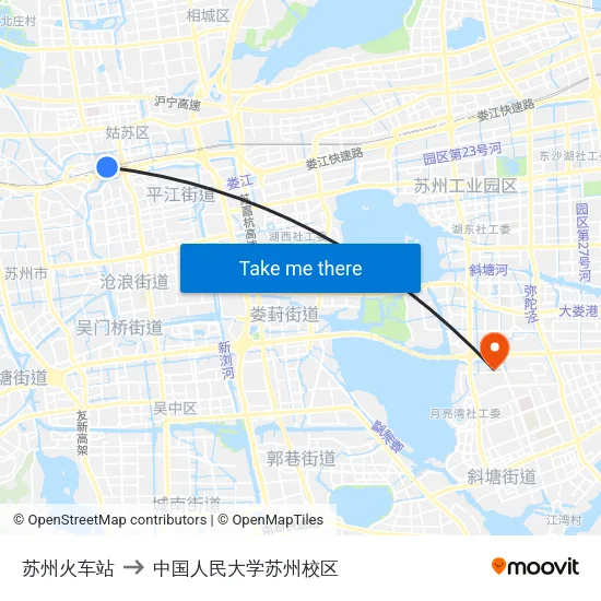 苏州火车站 to 中国人民大学苏州校区 map