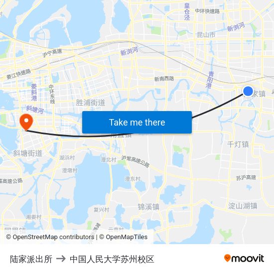 陆家派出所 to 中国人民大学苏州校区 map