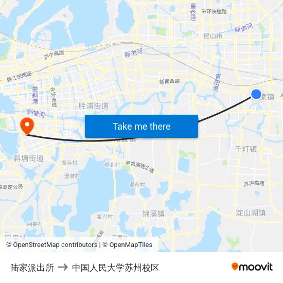 陆家派出所 to 中国人民大学苏州校区 map