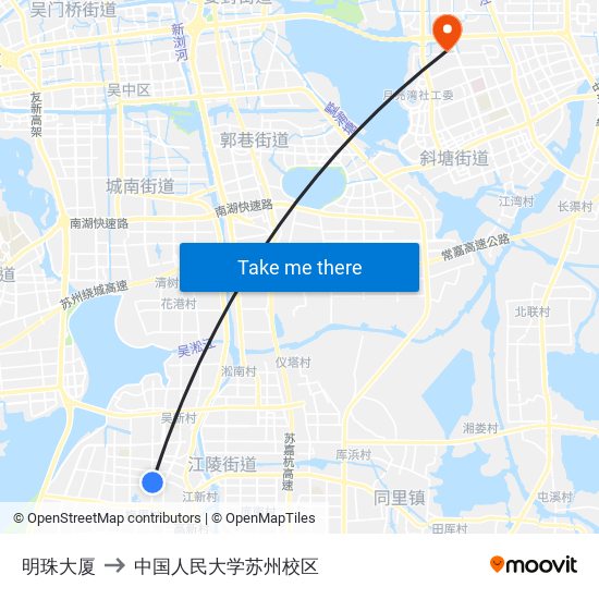 明珠大厦 to 中国人民大学苏州校区 map