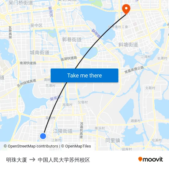 明珠大厦 to 中国人民大学苏州校区 map