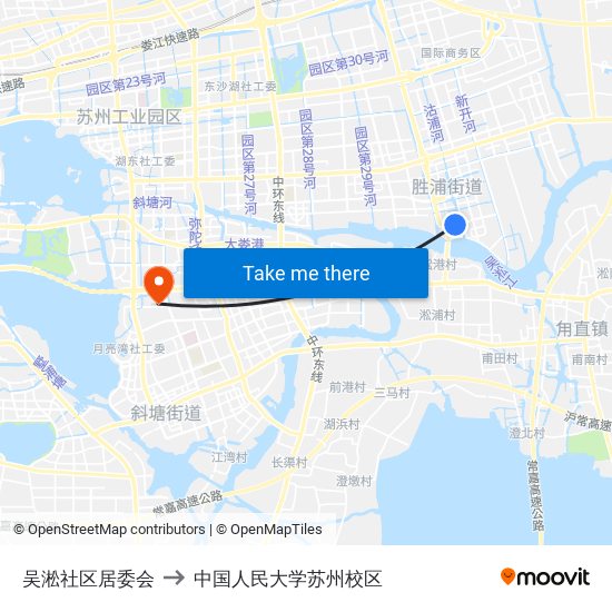 吴淞社区居委会 to 中国人民大学苏州校区 map