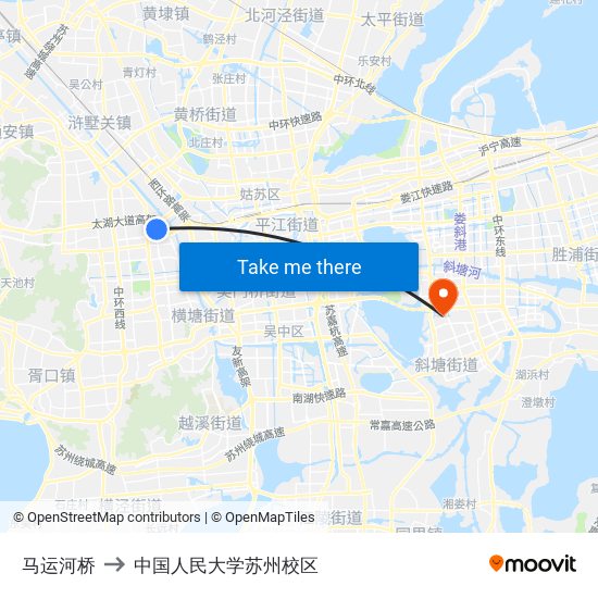 马运河桥 to 中国人民大学苏州校区 map