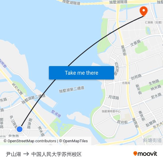 尹山湖 to 中国人民大学苏州校区 map