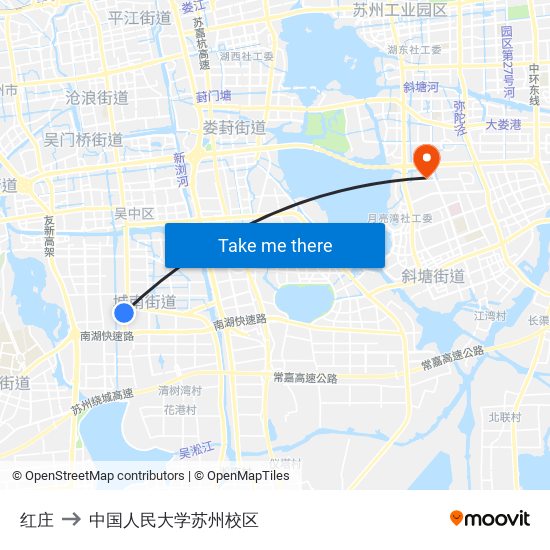 红庄 to 中国人民大学苏州校区 map