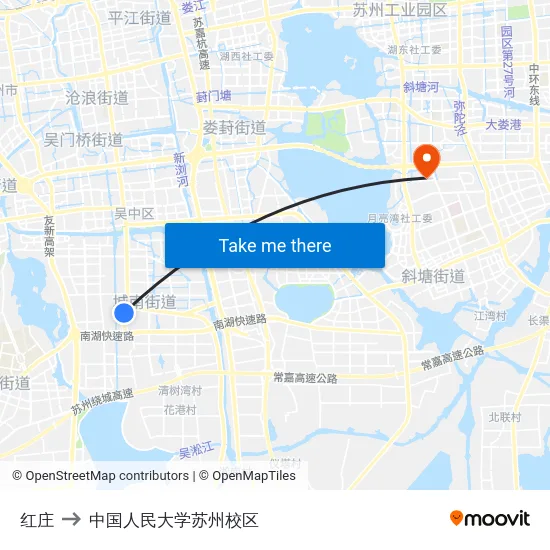 红庄 to 中国人民大学苏州校区 map