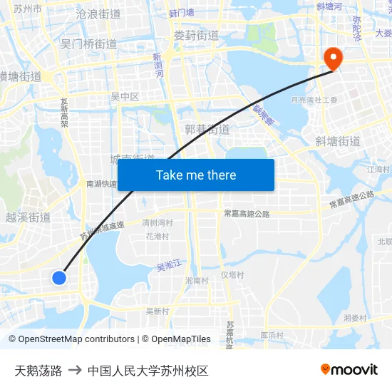 天鹅荡路 to 中国人民大学苏州校区 map