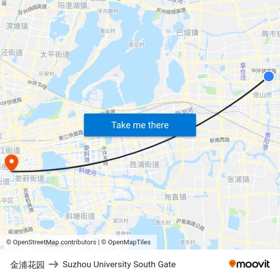 金浦花园 to Suzhou University South Gate map