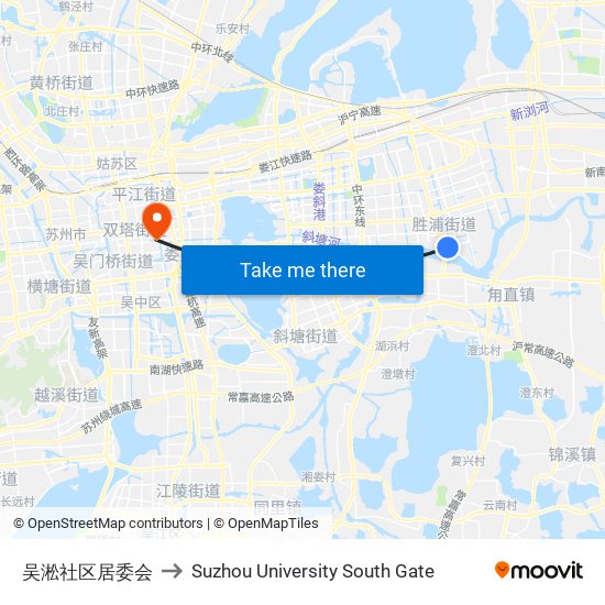 吴淞社区居委会 to Suzhou University South Gate map