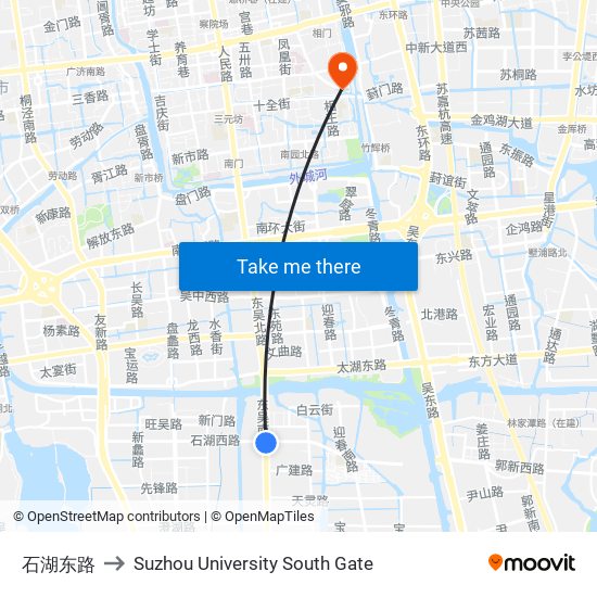 石湖东路 to Suzhou University South Gate map