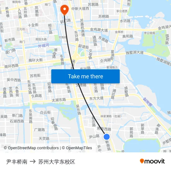 尹丰桥南 to 苏州大学东校区 map