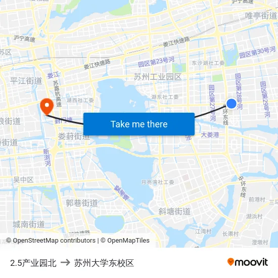 2.5产业园北 to 苏州大学东校区 map