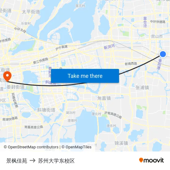 景枫佳苑 to 苏州大学东校区 map