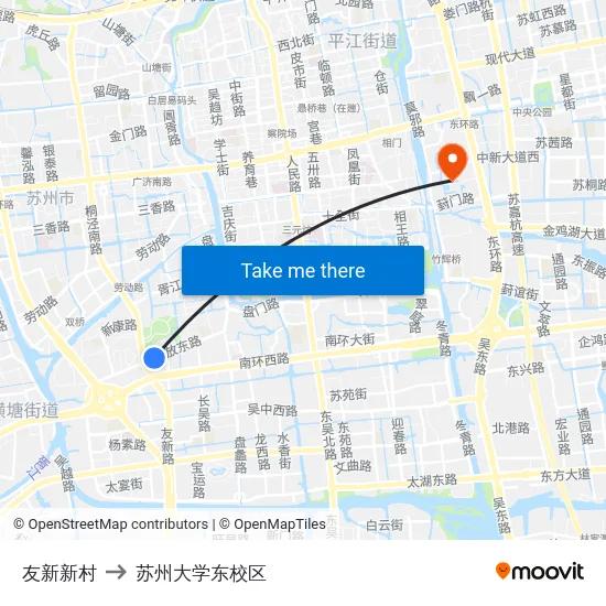 友新新村 to 苏州大学东校区 map