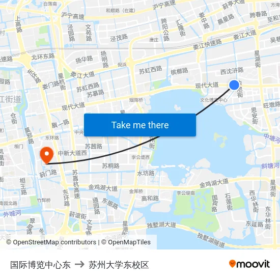 国际博览中心东 to 苏州大学东校区 map