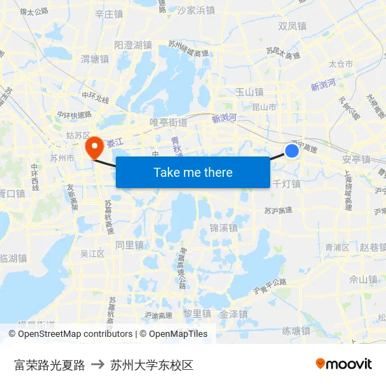 富荣路光夏路 to 苏州大学东校区 map