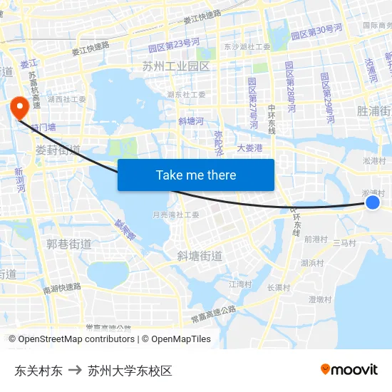 东关村东 to 苏州大学东校区 map