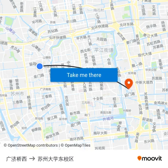 广济桥西 to 苏州大学东校区 map