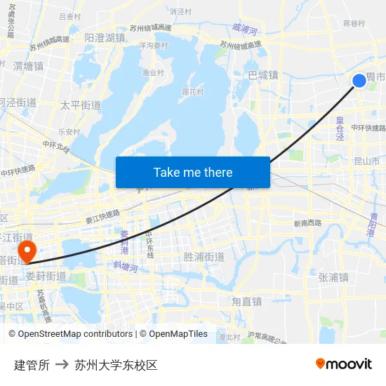 建管所 to 苏州大学东校区 map