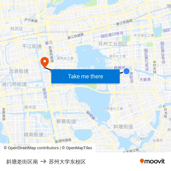 斜塘老街区南 to 苏州大学东校区 map
