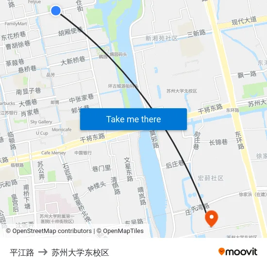 平江路 to 苏州大学东校区 map