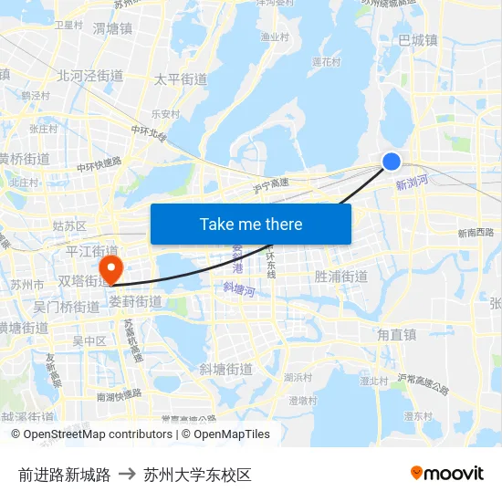 前进路新城路 to 苏州大学东校区 map